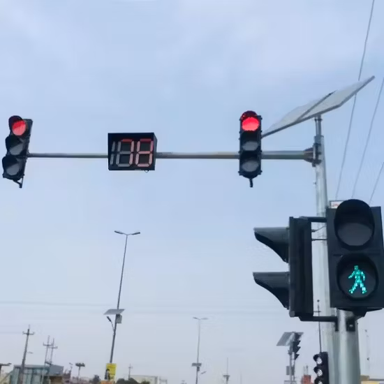 Luz de trânsito embutida na cidade semáforo poste
